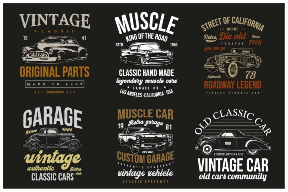 Download American Muscle Old Cars T-shirts Bundle - Cars Collection