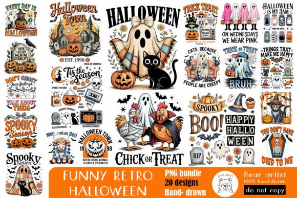 Download Retro Halloween Quotes PNG Bundle - Halloween quotes Collection