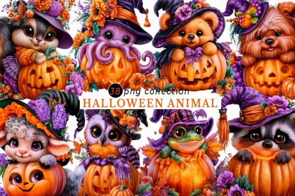 Download Halloween Animal Pumpkin Clipart Set - Pumpkin clipart Collection