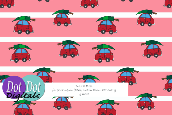 Download Cars Christmas Tree on Pink White Stripe - Cars Collection